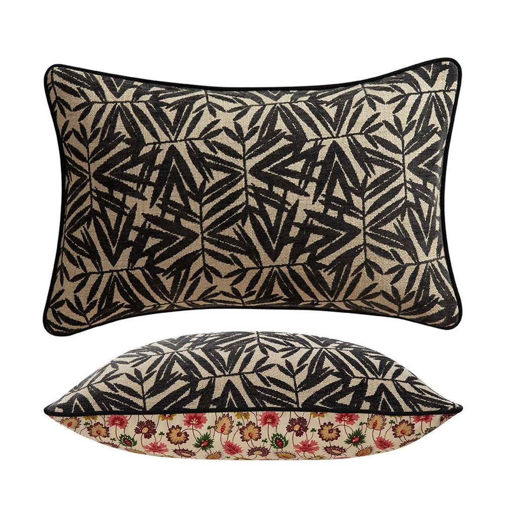 coussin-rectangle-noir-laurier-coton-hc817