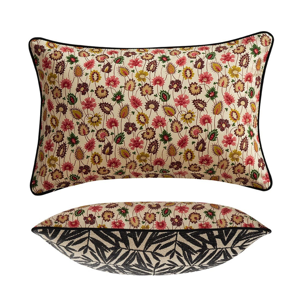 coussin-rectangle-noir-laurier-coton-hc817